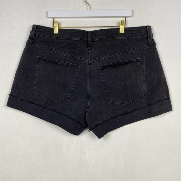 NWT Madewell Women's Size 18W Black High Rise‎ Denim Shorts Cuffed Hem Casual - Picture 8 of 12